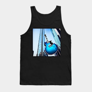 A Blue Guitar Taking An Elevator Up To The Very Top Floor Tank Top